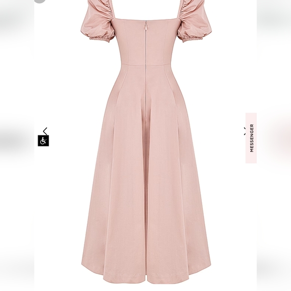 House Of CB Tallulah Blush Puff Sleeve Midi Dress - Picture 13 of 16